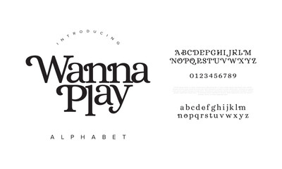 Wannaplay typography beauty fashion elegant minimalist serif italic fonts decorative wedding vintage retro logos. Minimal luxury font alphabet logo. Vector illustration