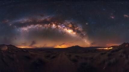 Expansive Night Sky Panorama with Vivid Milky Way