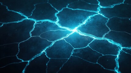Fractured Ice Background with Glowing Cyan Cracks