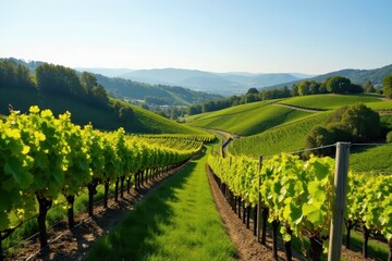 Vineyard slopes bathed in spring light, Healdsburg area , growth, sunlight, healdsburg