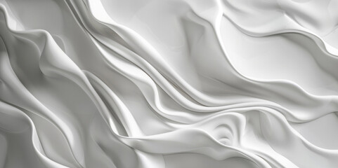 Obraz premium A closeup of white plastic material flows like water on a background, with curves and a sculptural texture.