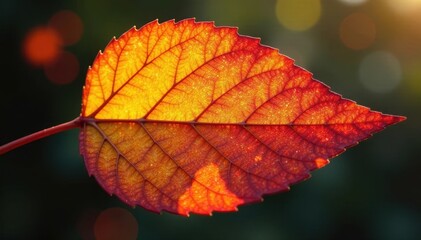 Obraz premium Dried leaf, yellow and red tones, intricate veins, abstract, detail