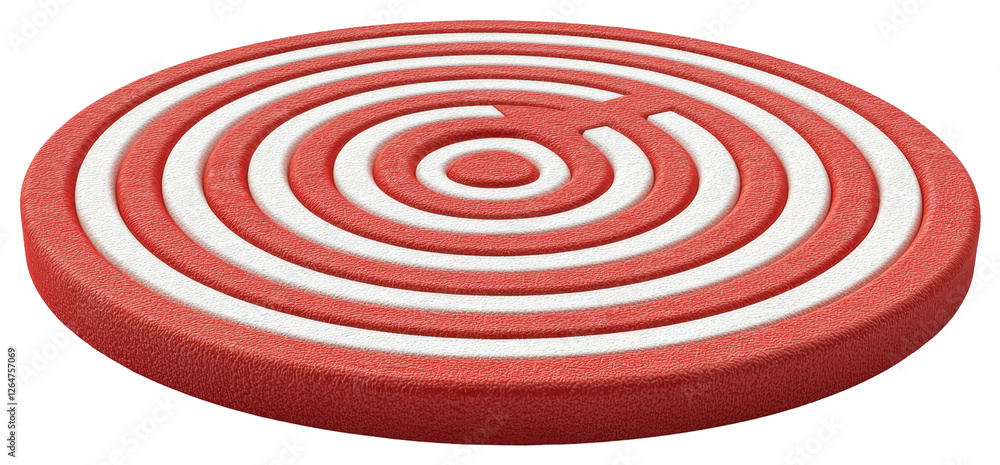 Poster red and white target with concentric rings on transparent background 3d rendering