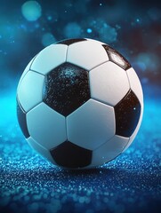 Fototapeta premium Exciting soccer match ball stadium sports equipment dynamic environment close-up view athletic concept