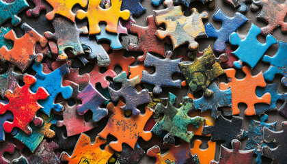 Pieces of puzzle close up