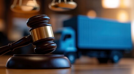 Gavel, truck, courtroom, justice, shipping dispute