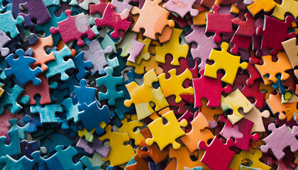 Pieces of puzzle close up