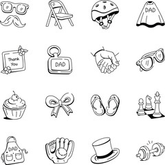 Bundle of Hand Drawn Fathers Day Icons 
