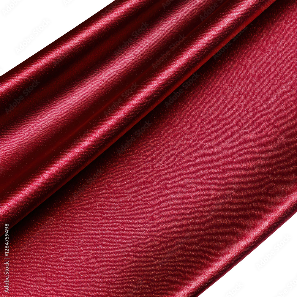Poster red shiny fabric with smooth and luxurious texture on transparent background