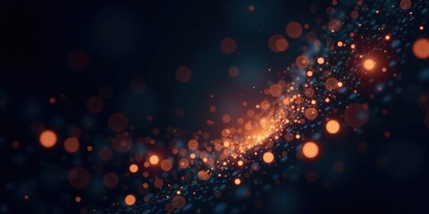 Fototapeta premium Abstract Glowing Particles A Dark Cosmic Dust Swirl with Orange and Blue Hues