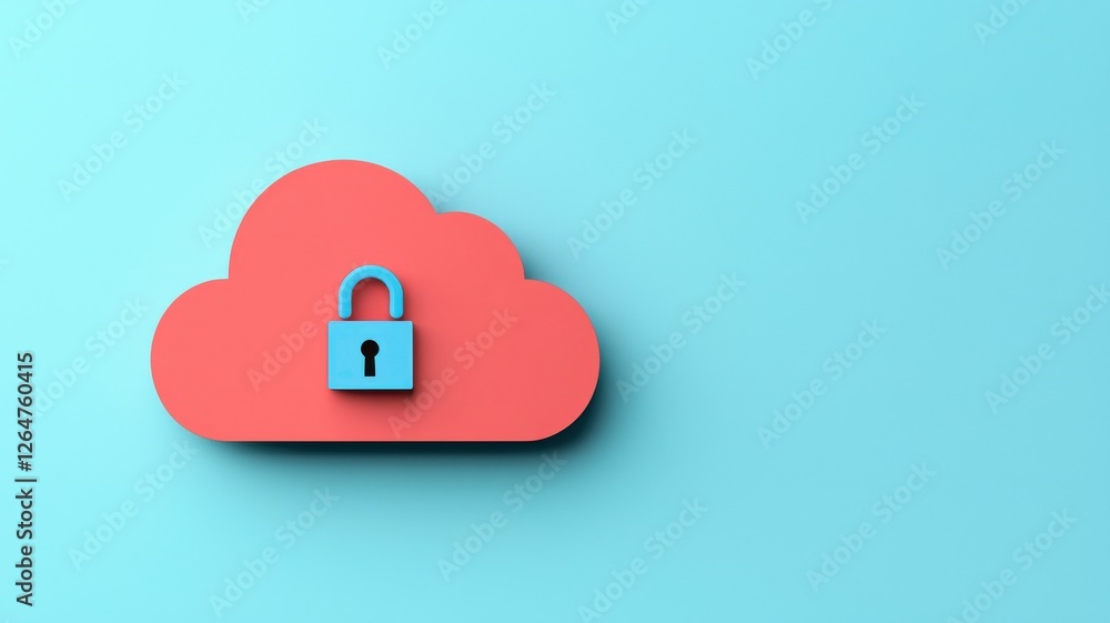Aufkleber information source privacy concept. cloud with a lock symbol, representing digital security and data