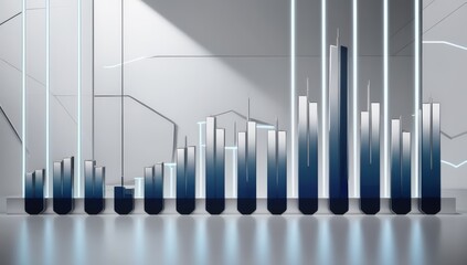 Futuristic 3D Chart in Modern Financial Technology Design with Illuminated Background