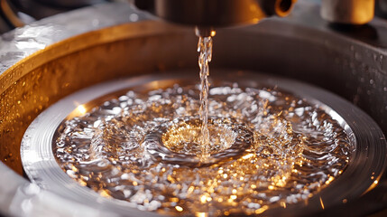 Water flowing in metal finishing process, showcasing techniques