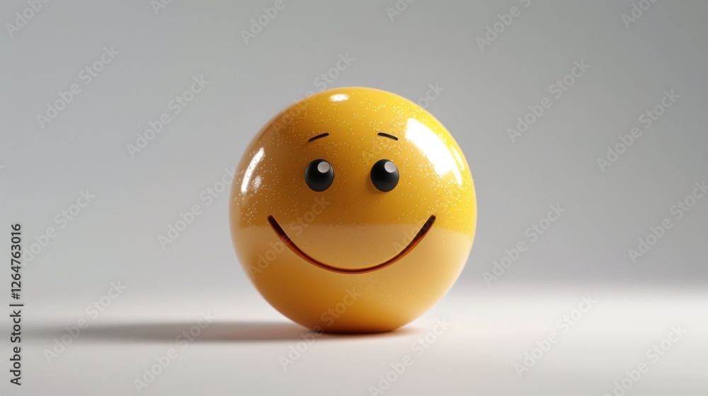 Fototapete 3D realistic emoji from an elevated and diagonal perspective, capturing detailed textures and expressions on a white background