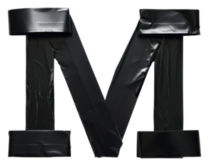 PNG Tape letters M number black text.
