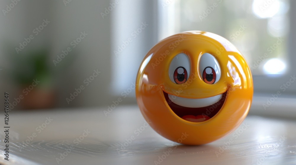 Fototapete 3D realistic emoji from an elevated and diagonal perspective, capturing detailed textures and expressions on a white background