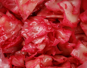 Cabbage kimchi close up . Cabbage kimchi background .