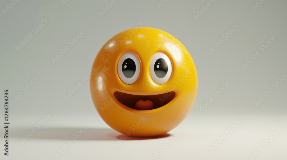 Fototapete 3D realistic emoji from an elevated and diagonal perspective, capturing detailed textures and expressions on a white background