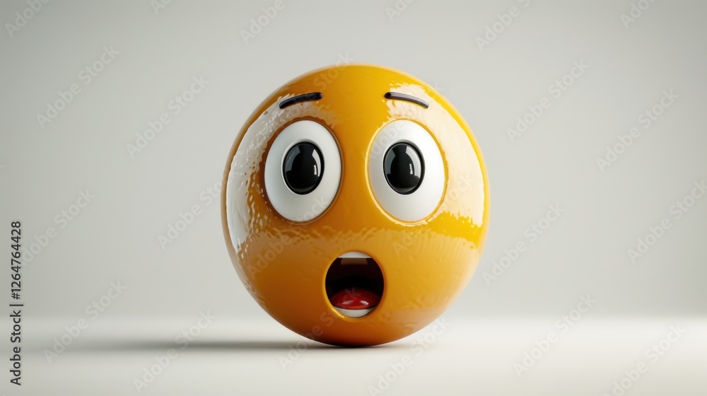 Fototapete 3D realistic emoji from an elevated and diagonal perspective, capturing detailed textures and expressions on a white background