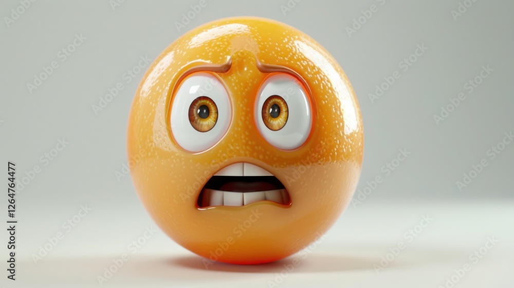 Fototapete 3D realistic emoji from an elevated and diagonal perspective, capturing detailed textures and expressions on a white background