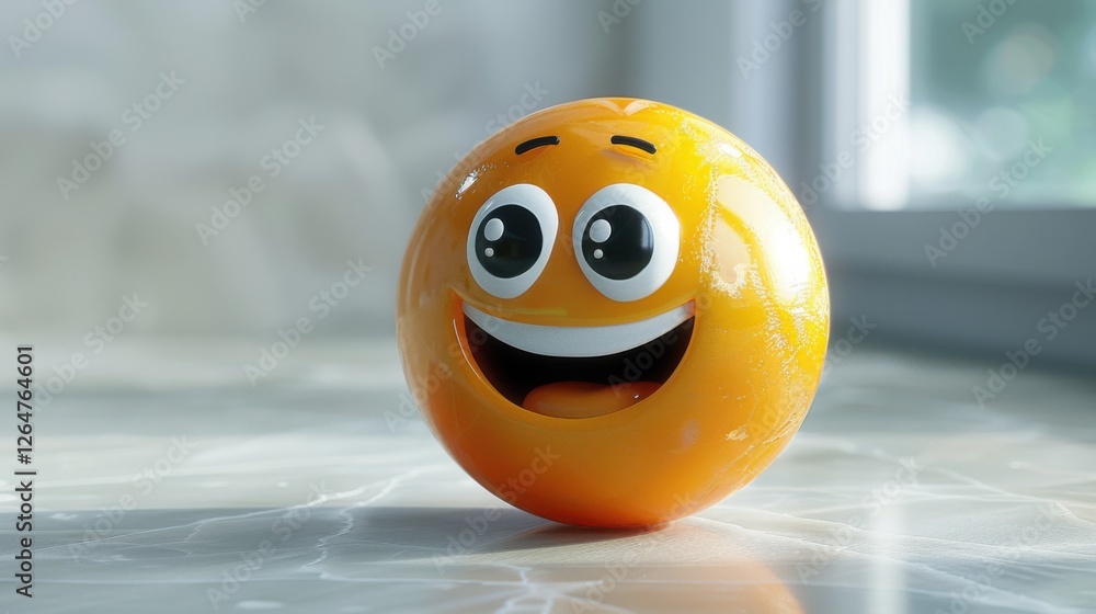 Fototapete 3D realistic emoji from an elevated and diagonal perspective, capturing detailed textures and expressions on a white background