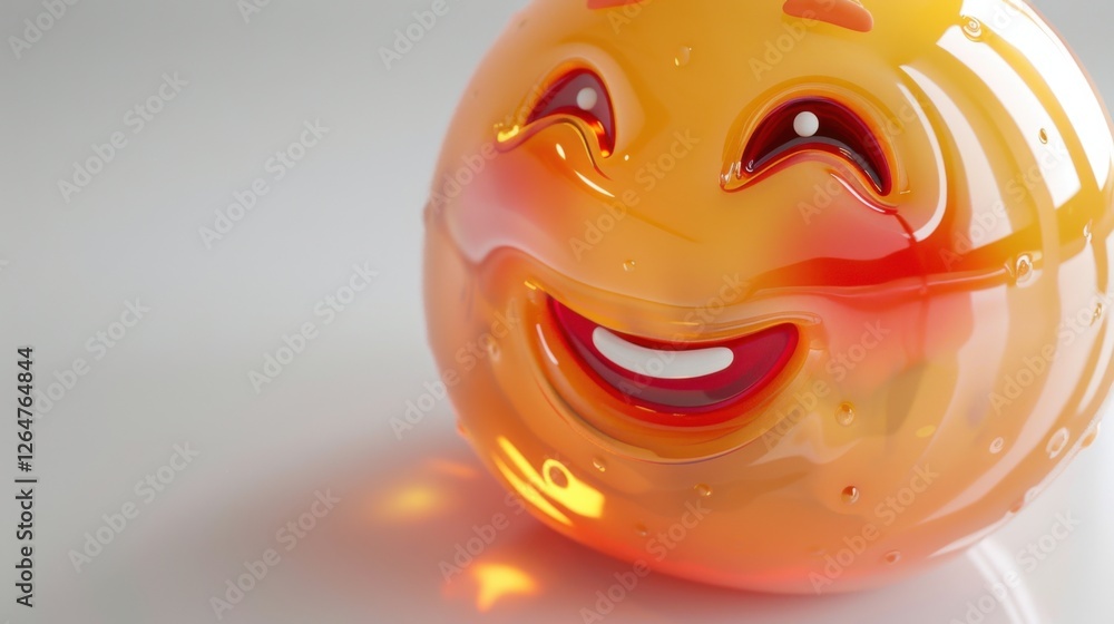 Fototapete 3D realistic emoji from an elevated and diagonal perspective, capturing detailed textures and expressions on a white background