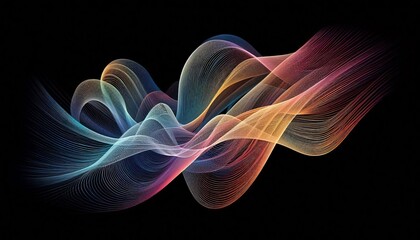Obraz premium Flowing, glowing waves of light in bright red, blue, and yellow tones