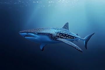 Fototapeta premium Whale shark in the deep blue ocean.