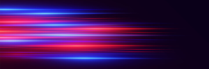 Neon light trails with the effect of speed and movement. Vector illustration