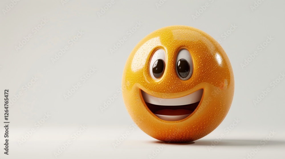 Fototapete 3D realistic emoji from an elevated and diagonal perspective, capturing detailed textures and expressions on a white background