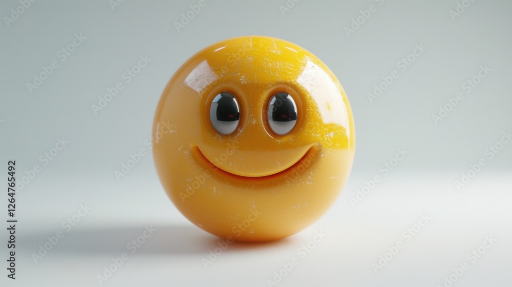 Fototapete 3D realistic emoji from an elevated and diagonal perspective, capturing detailed textures and expressions on a white background