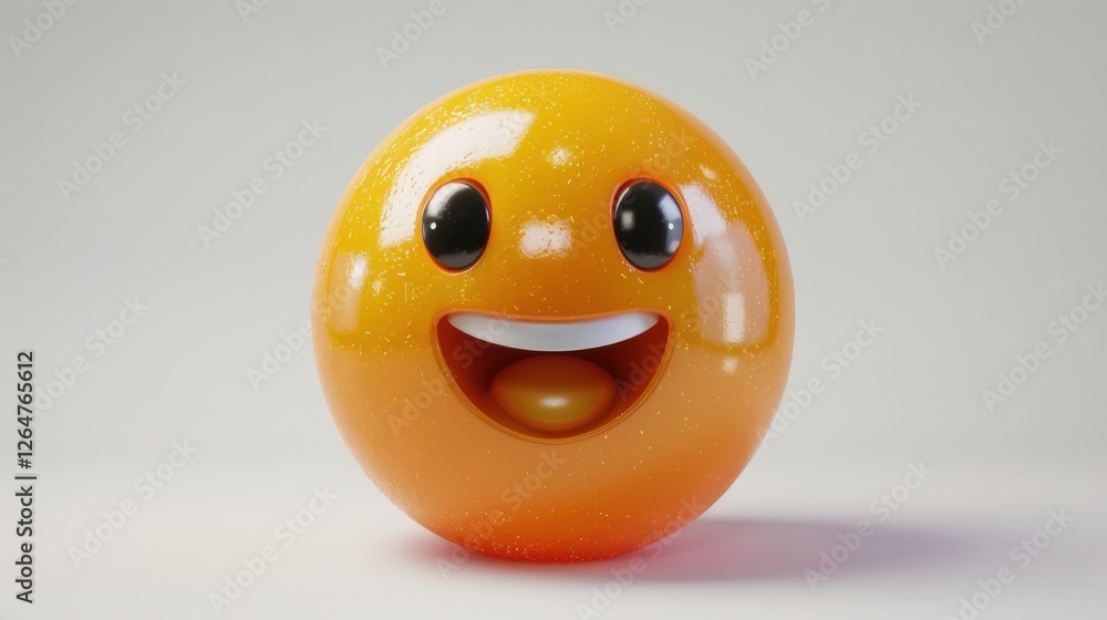 Fototapete 3D realistic emoji from an elevated and diagonal perspective, capturing detailed textures and expressions on a white background