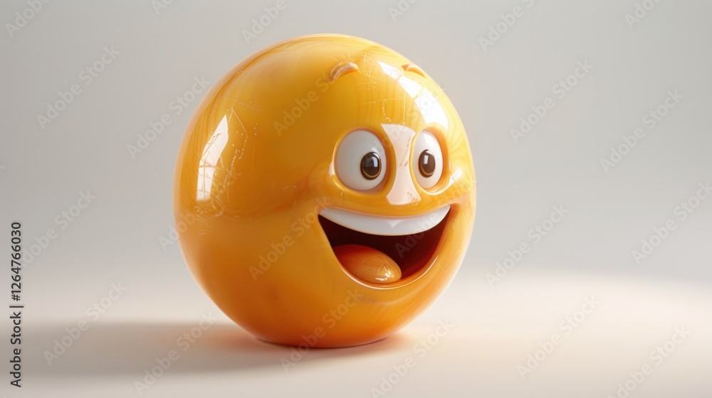 Fototapete 3D realistic emoji from an elevated and diagonal perspective, capturing detailed textures and expressions on a white background
