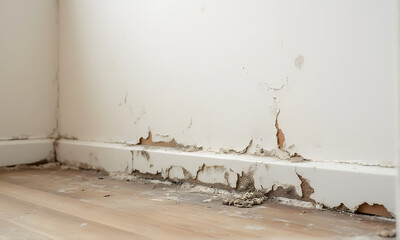 Water Damaged Wall with Peeling Paint