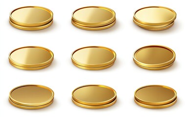 Gold Round Container Set on White Background