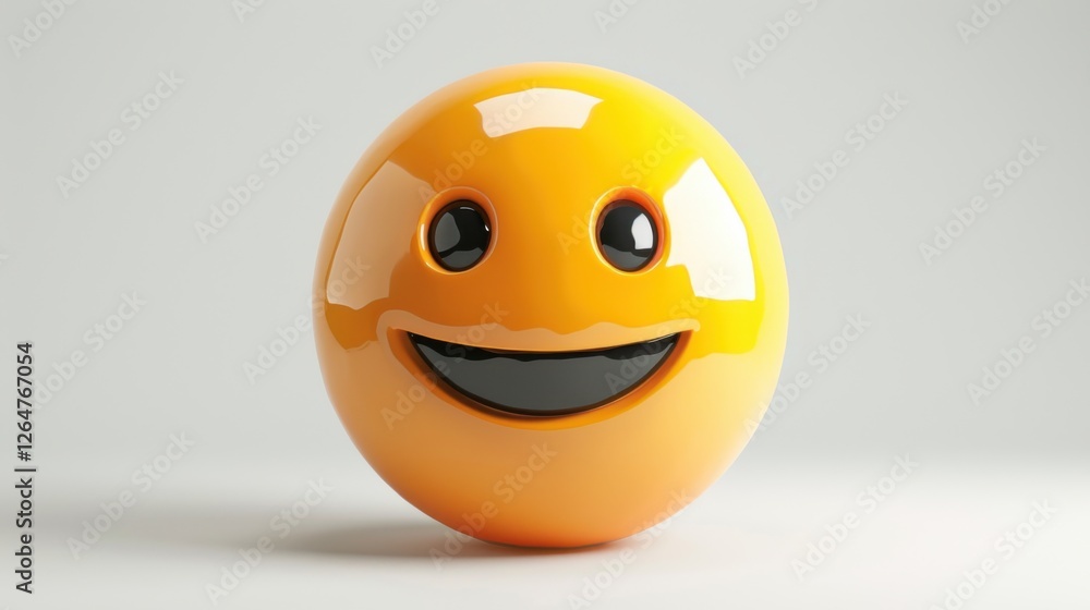 Fototapete 3D realistic emoji from an elevated and diagonal perspective, capturing detailed textures and expressions on a white background