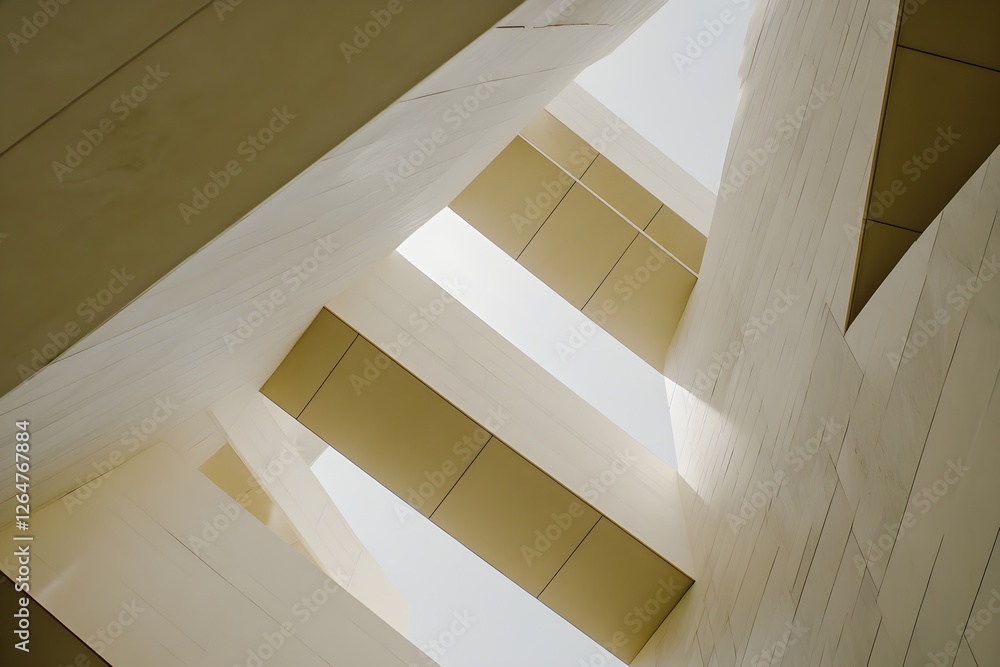 Aufkleber a modern architectural structure featuring clean lines and dramatic lighting, emphasizing geometric 