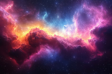 Vibrant cosmic nebula showcasing stunning colors and intricate cloud formations in the depths of the universe