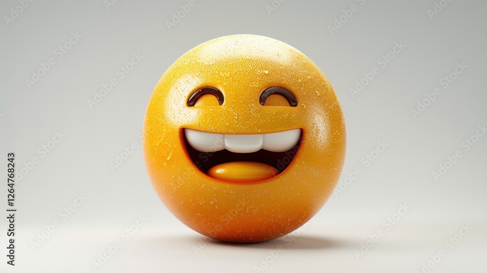 Fototapete 3D realistic emoji from an elevated and diagonal perspective, capturing detailed textures and expressions on a white background