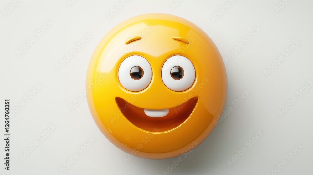 Fototapete 3D realistic emoji from an elevated and diagonal perspective, capturing detailed textures and expressions on a white background