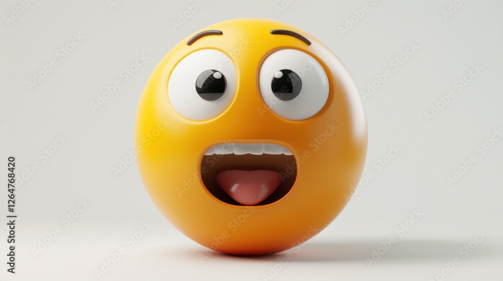 Fototapete 3D realistic emoji from an elevated and diagonal perspective, capturing detailed textures and expressions on a white background
