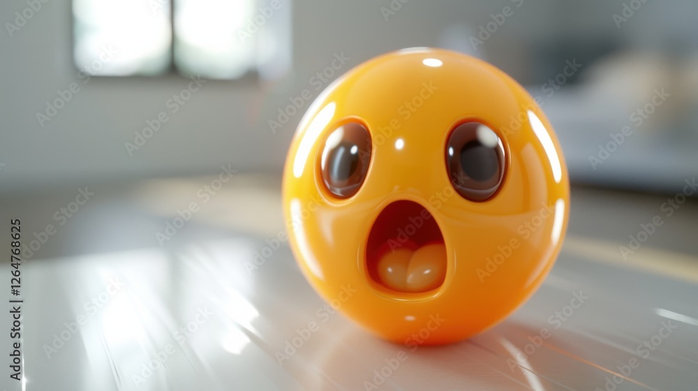 Fototapete 3D realistic emoji from an elevated and diagonal perspective, capturing detailed textures and expressions on a white background