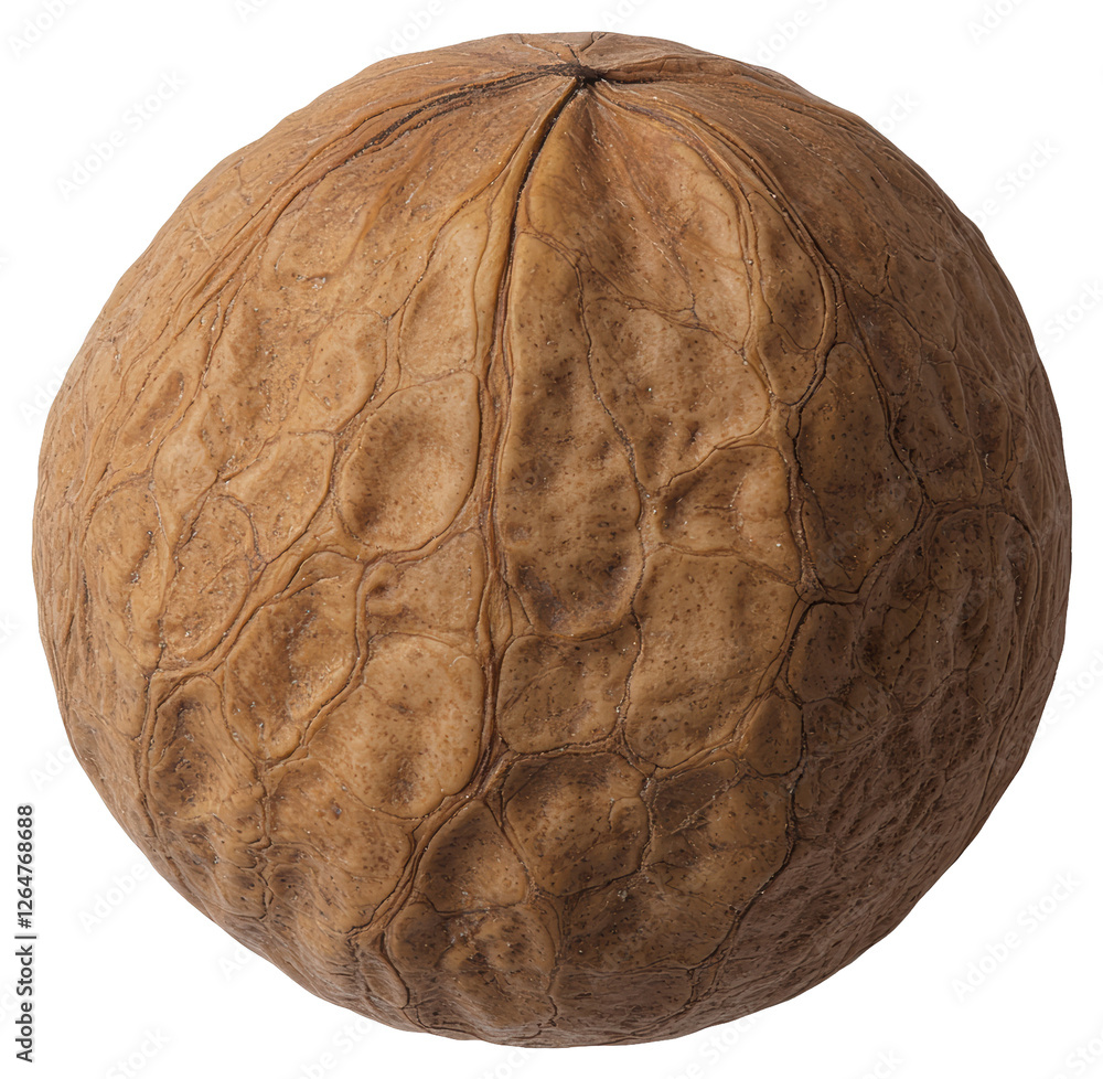 Poster single walnut with detailed shell texture on a transparent background in a studio shot