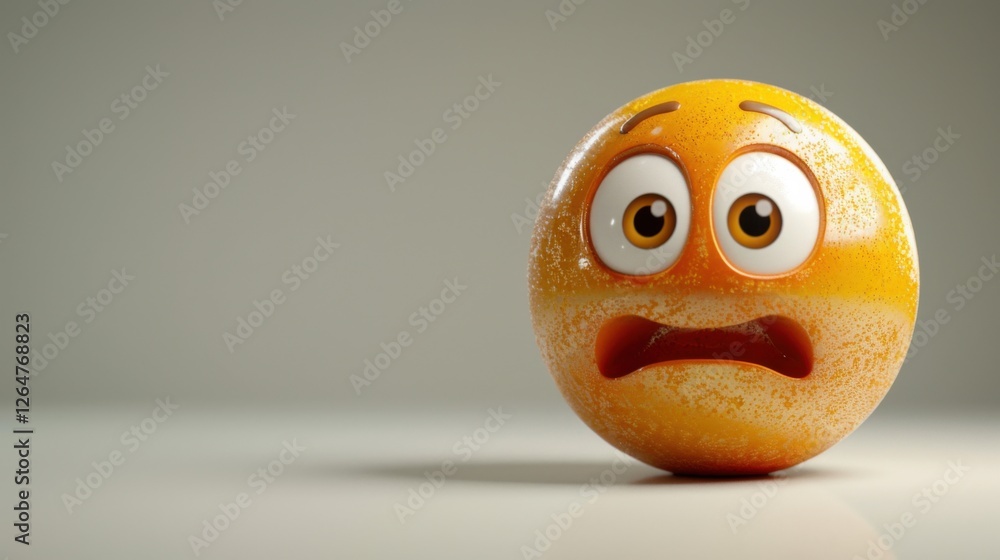 Fototapete 3D realistic emoji from an elevated and diagonal perspective, capturing detailed textures and expressions on a white background