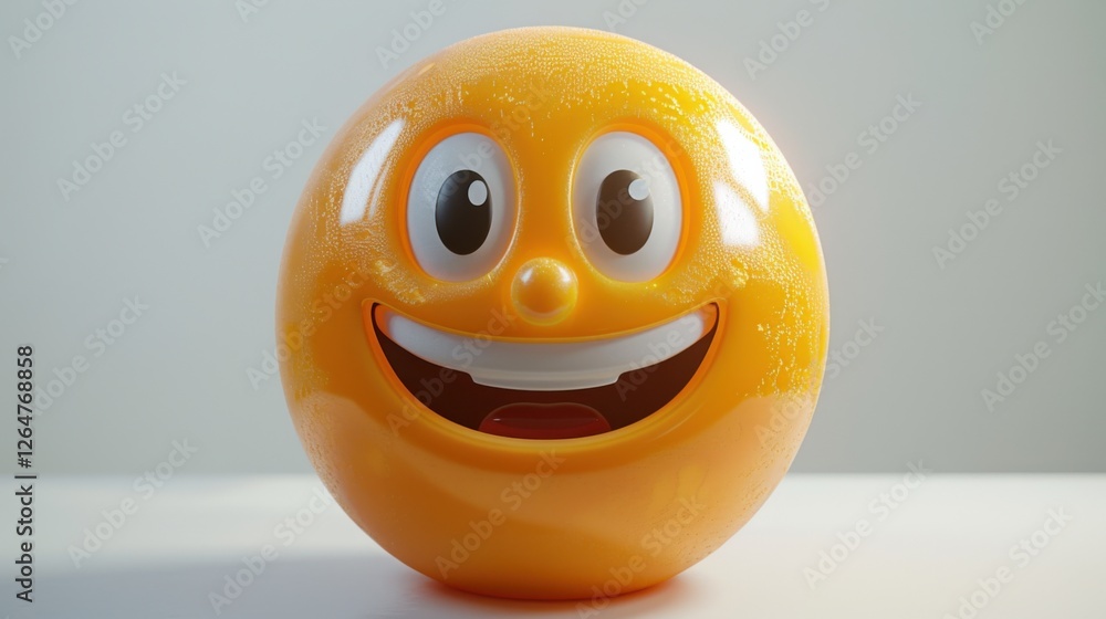 Fototapete 3D realistic emoji from an elevated and diagonal perspective, capturing detailed textures and expressions on a white background