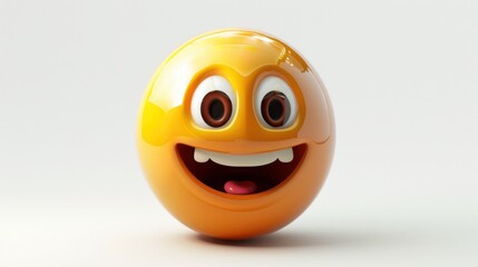 Fototapeta premium 3D realistic emoji from an elevated and diagonal perspective, capturing detailed textures and expressions on a white background