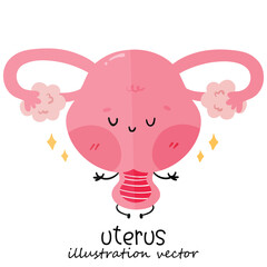 Woman uterus character with vector hand drawn cartoon kawaii character