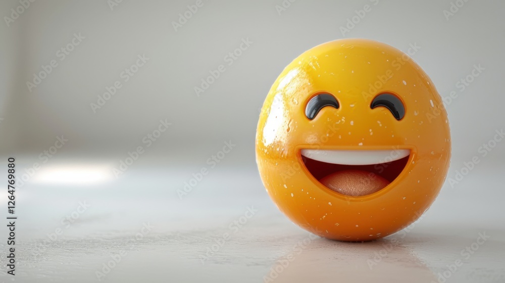 Fototapete 3D realistic emoji from an elevated and diagonal perspective, capturing detailed textures and expressions on a white background