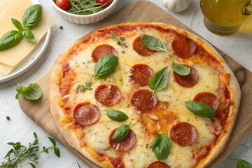 pizza with mushrooms and tomatoes