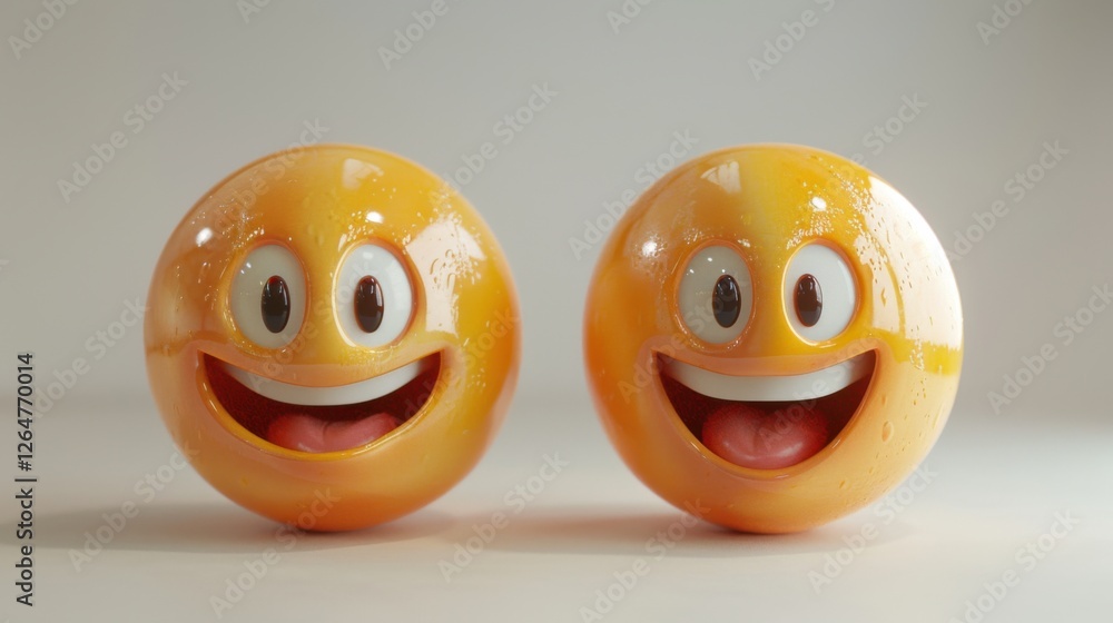 Fototapete 3d realistic emoji from an elevated and diagonal perspective, capturing detailed textures and expres